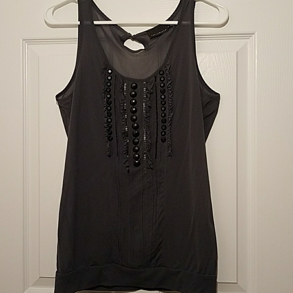 🍎3/$10 The Limited sheer gray embellished tank